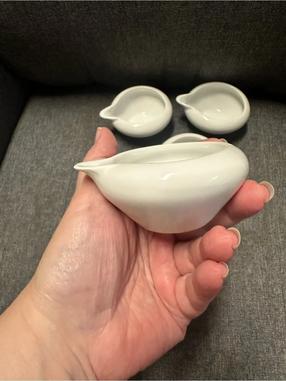 Crate & Barrel White Porcelain Sauce Pourers - Set of 4